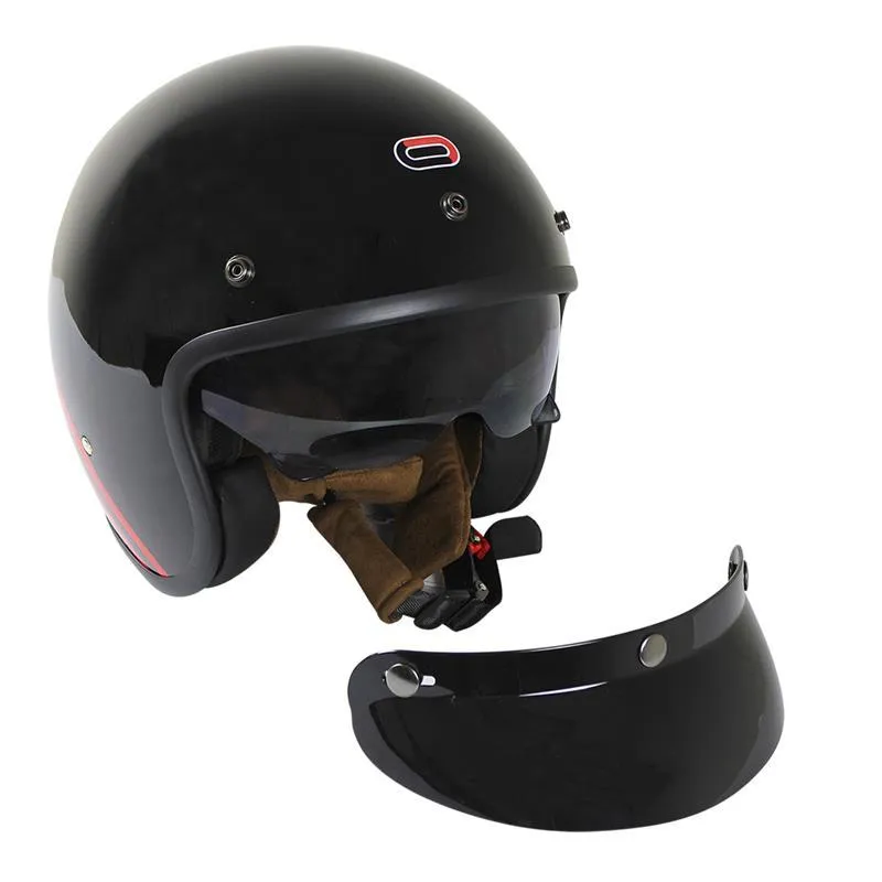 Casco De Moto Abierto Vintage Negro Mate Certificado Dot
