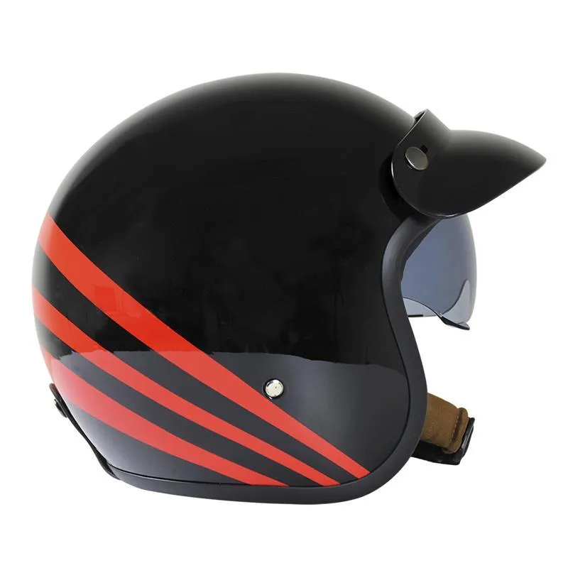 Casco De Moto Abierto Vintage Negro Mate Certificado Dot
