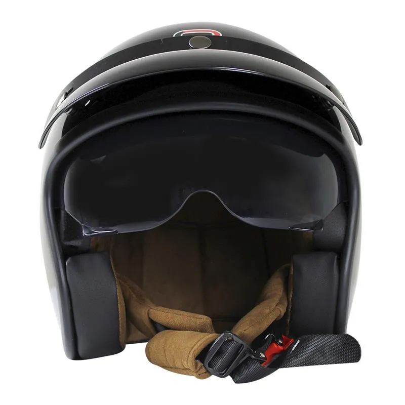 Casco De Moto Abierto Vintage Negro Mate Certificado Dot