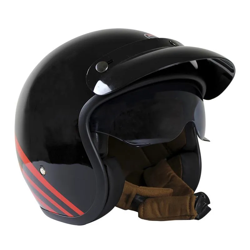 Casco De Moto Abierto Vintage Negro Mate Certificado Dot