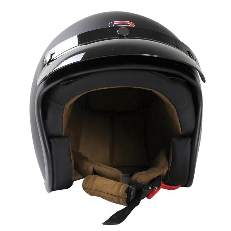 Casco De Moto Abierto Vintage Negro Mate Certificado Dot