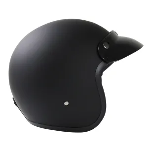 Casco De Moto Abierto Vintage Negro Mate Certificado Dot