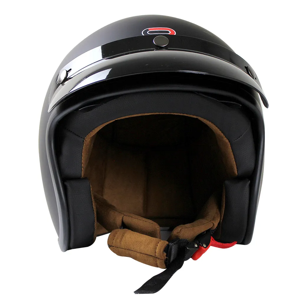 Casco De Moto Abierto Vintage Negro Mate Certificado Dot