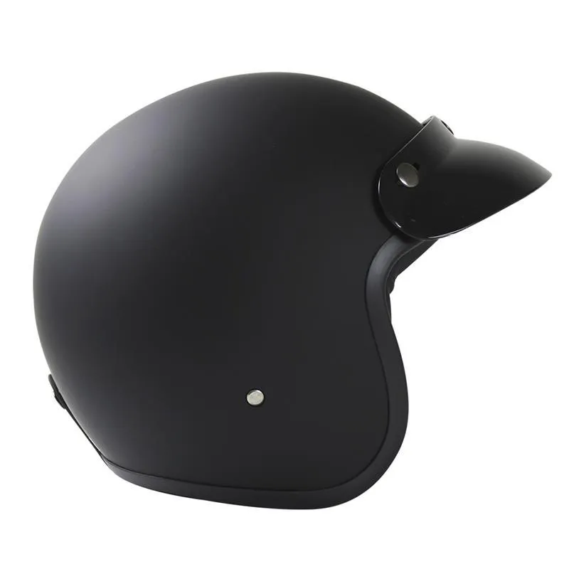 Casco De Moto Abierto Vintage Negro Mate Certificado Dot