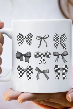 Checkered Retro Coquette Bows Ceramic Mug
