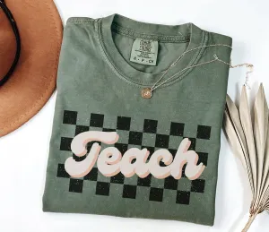 Checkered Retro T-Shirt Gift for Teacher