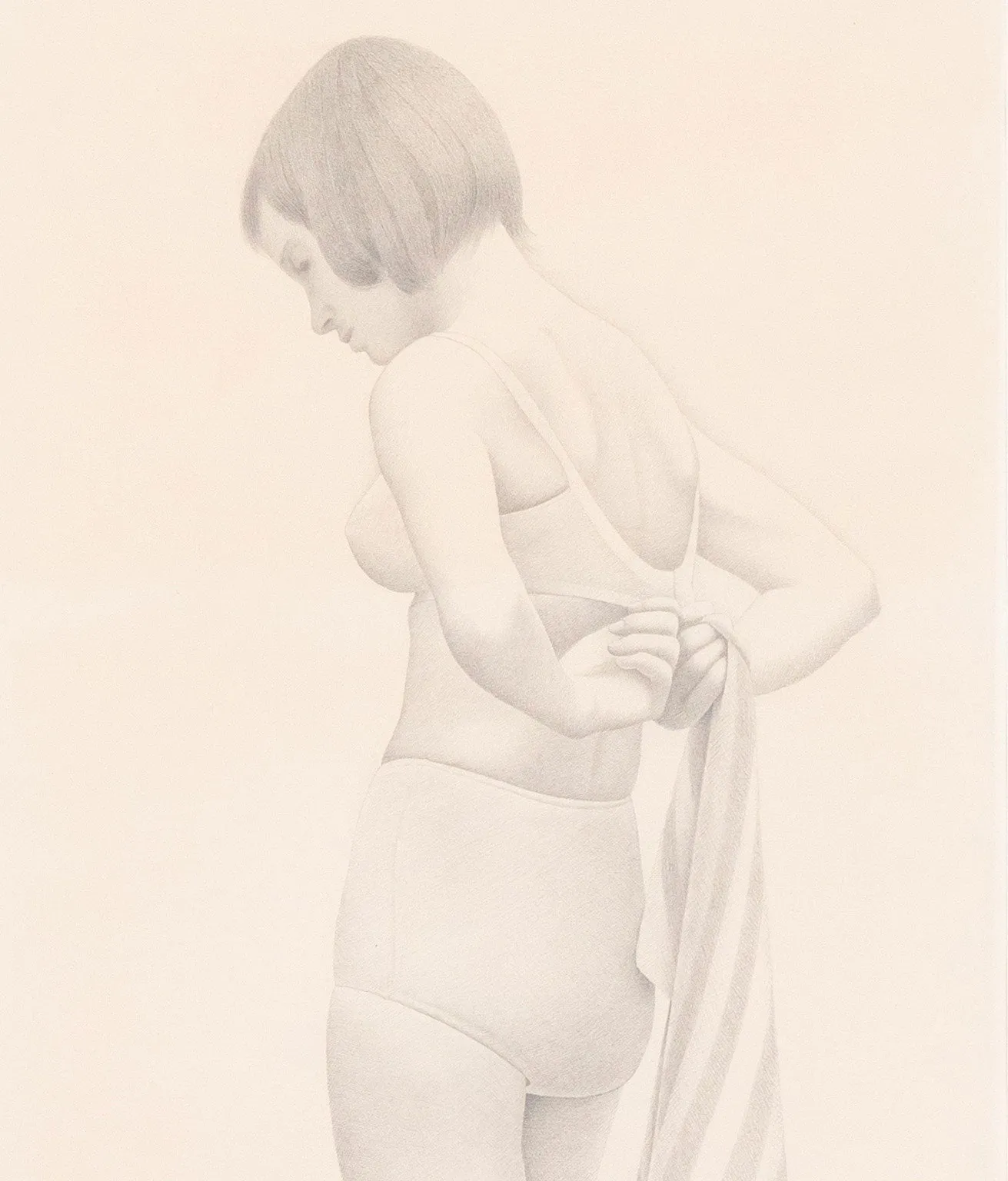 CHRISTOPHER PRATT "GIRL WITH STRIPED TOWEL" DRAWING, 1973