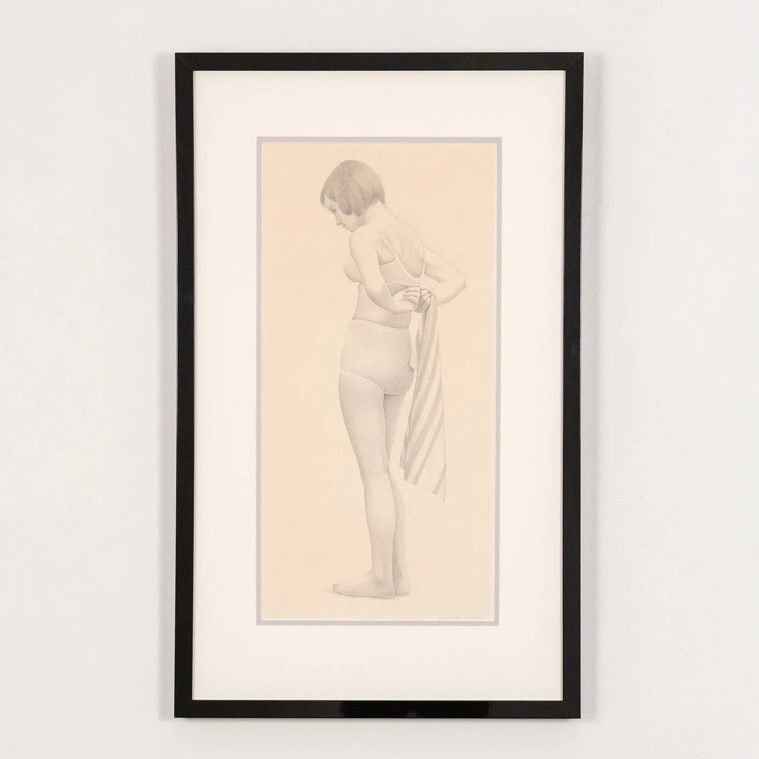 CHRISTOPHER PRATT "GIRL WITH STRIPED TOWEL" DRAWING, 1973