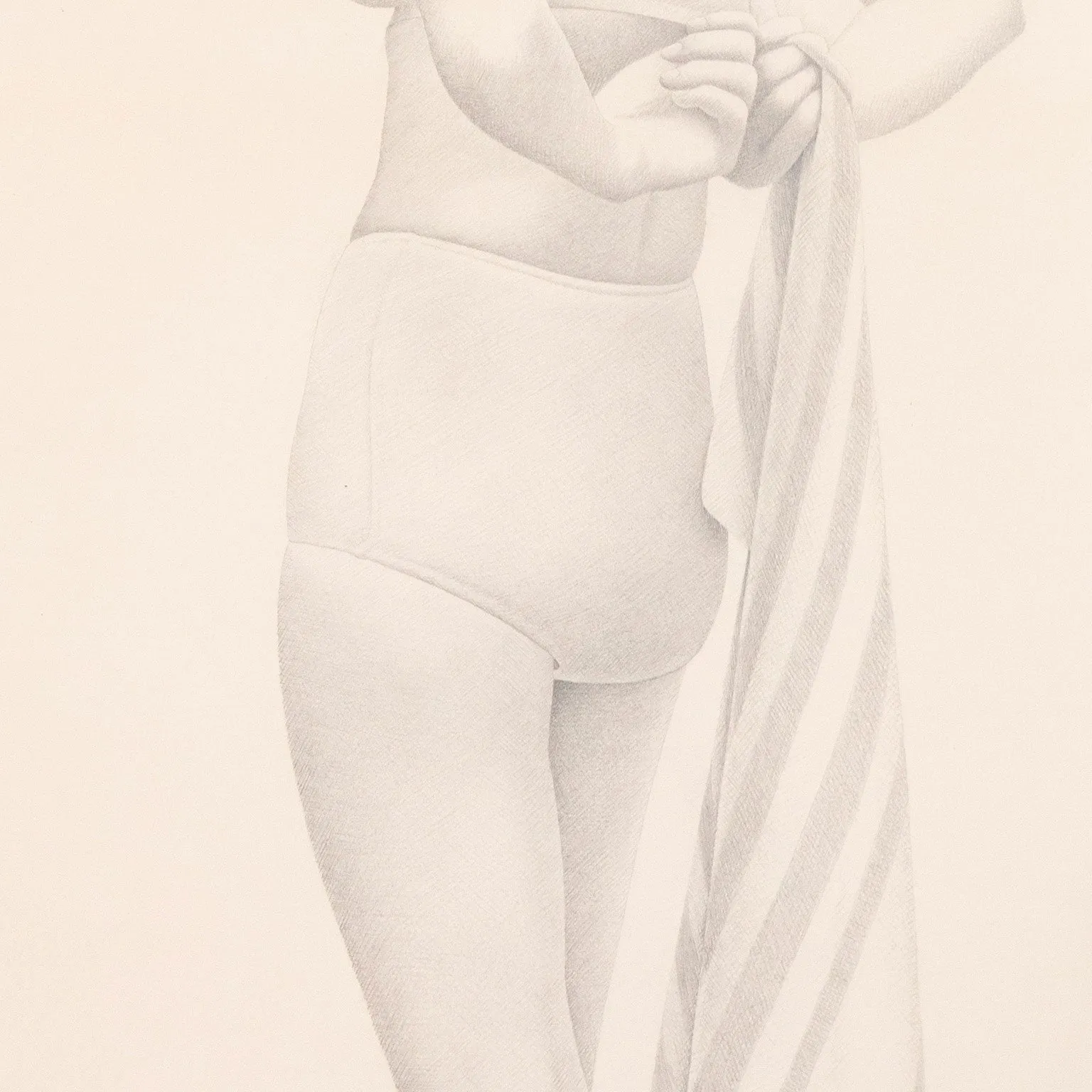 CHRISTOPHER PRATT "GIRL WITH STRIPED TOWEL" DRAWING, 1973