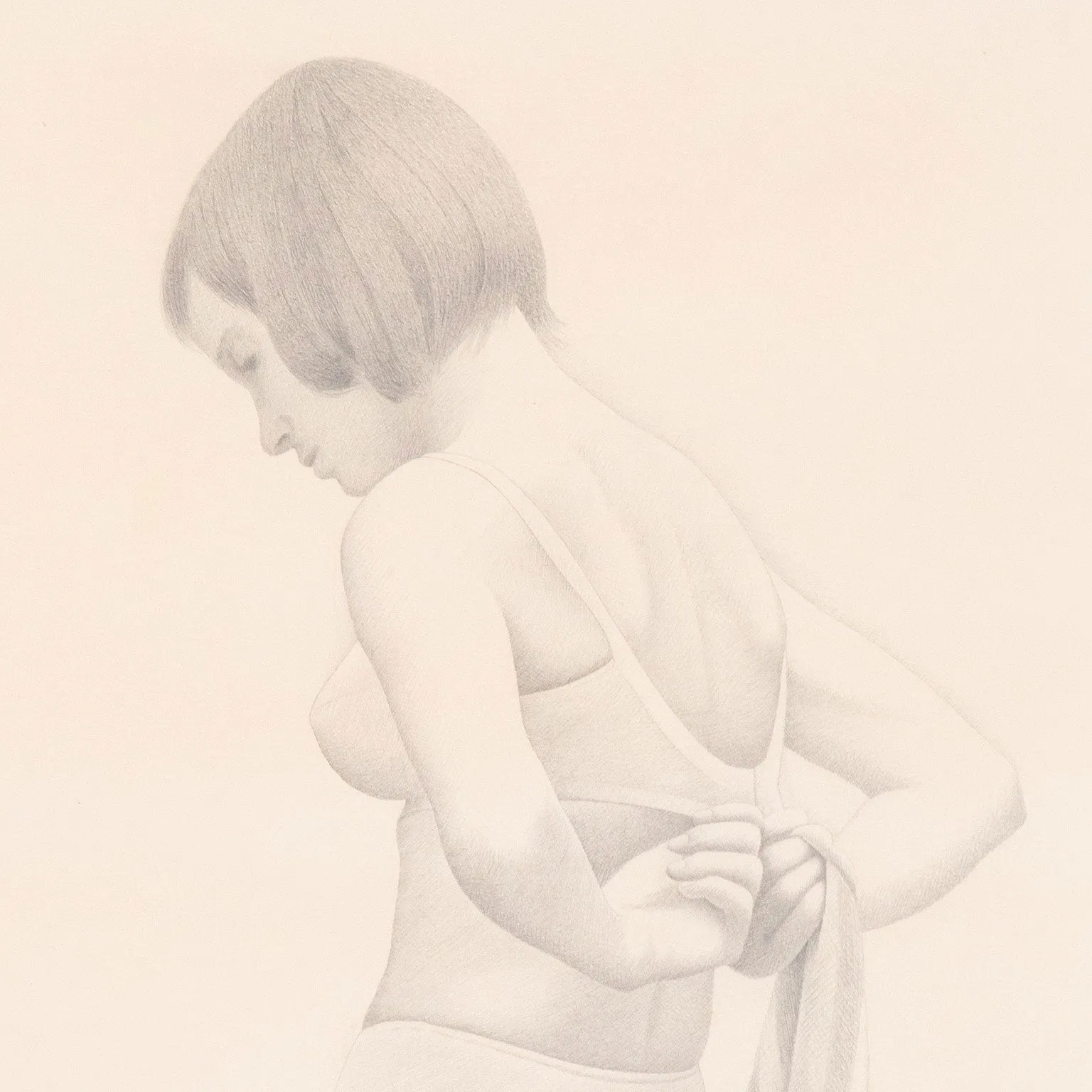 CHRISTOPHER PRATT "GIRL WITH STRIPED TOWEL" DRAWING, 1973