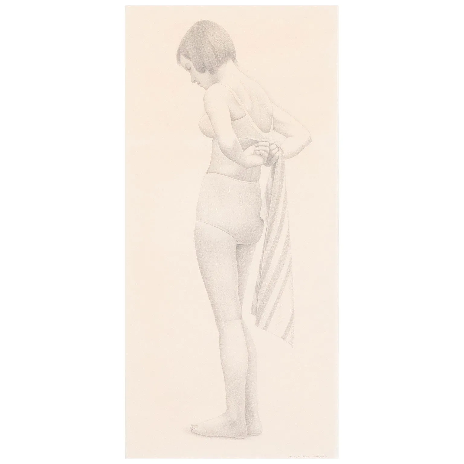 CHRISTOPHER PRATT "GIRL WITH STRIPED TOWEL" DRAWING, 1973