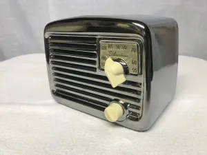Chrome Silvertone Midget Tube Radio With Bluetooth input.