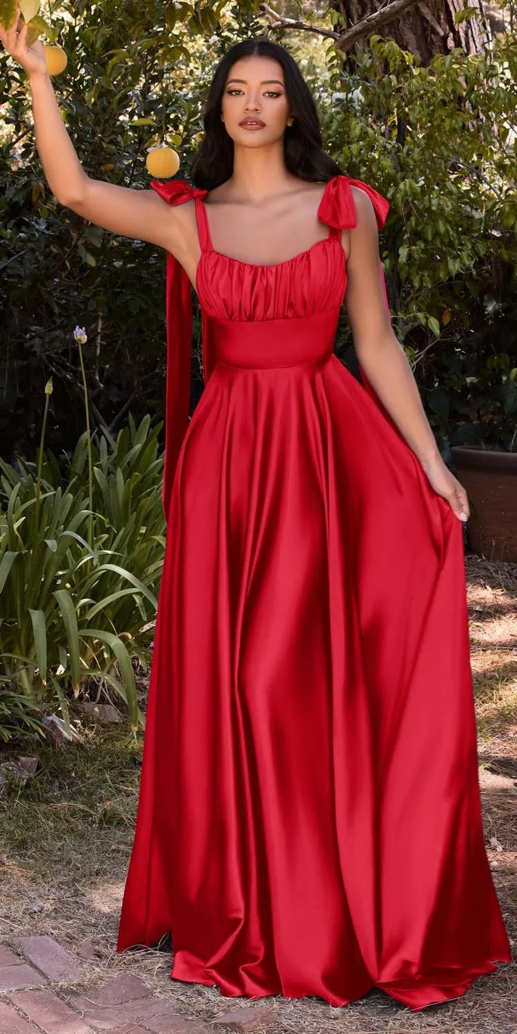 Cinderella Divine 7490 Long Soft Satin A-Line Dress