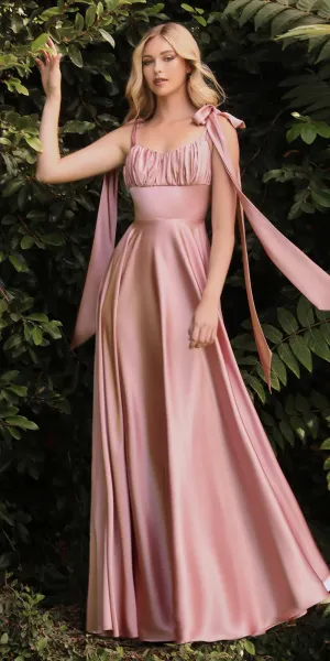 Cinderella Divine 7490 Long Soft Satin A-Line Dress