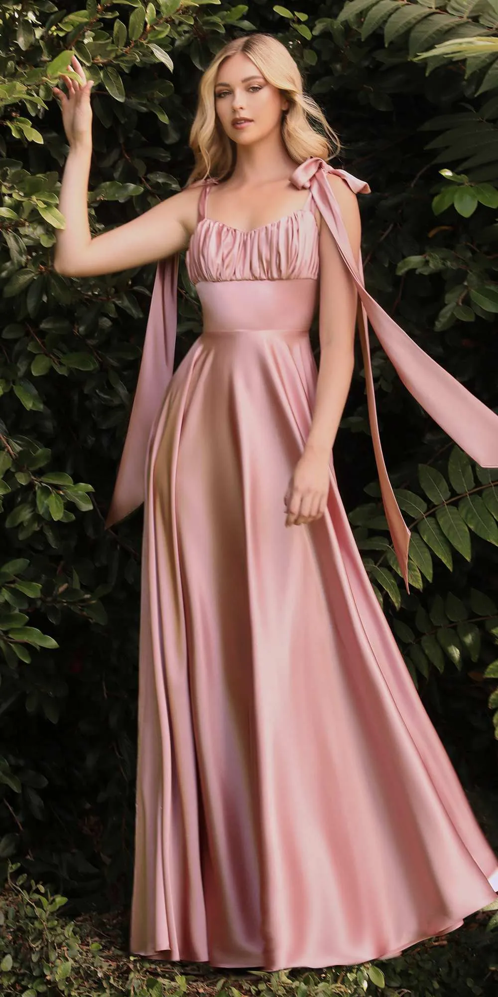 Cinderella Divine 7490 Long Soft Satin A-Line Dress