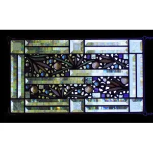 Clear Bevel Border Floral Stained Glass Window Panel-2 by Edel Byrne