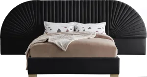 Cleo Black Velvet Queen Bed (3 Boxes)