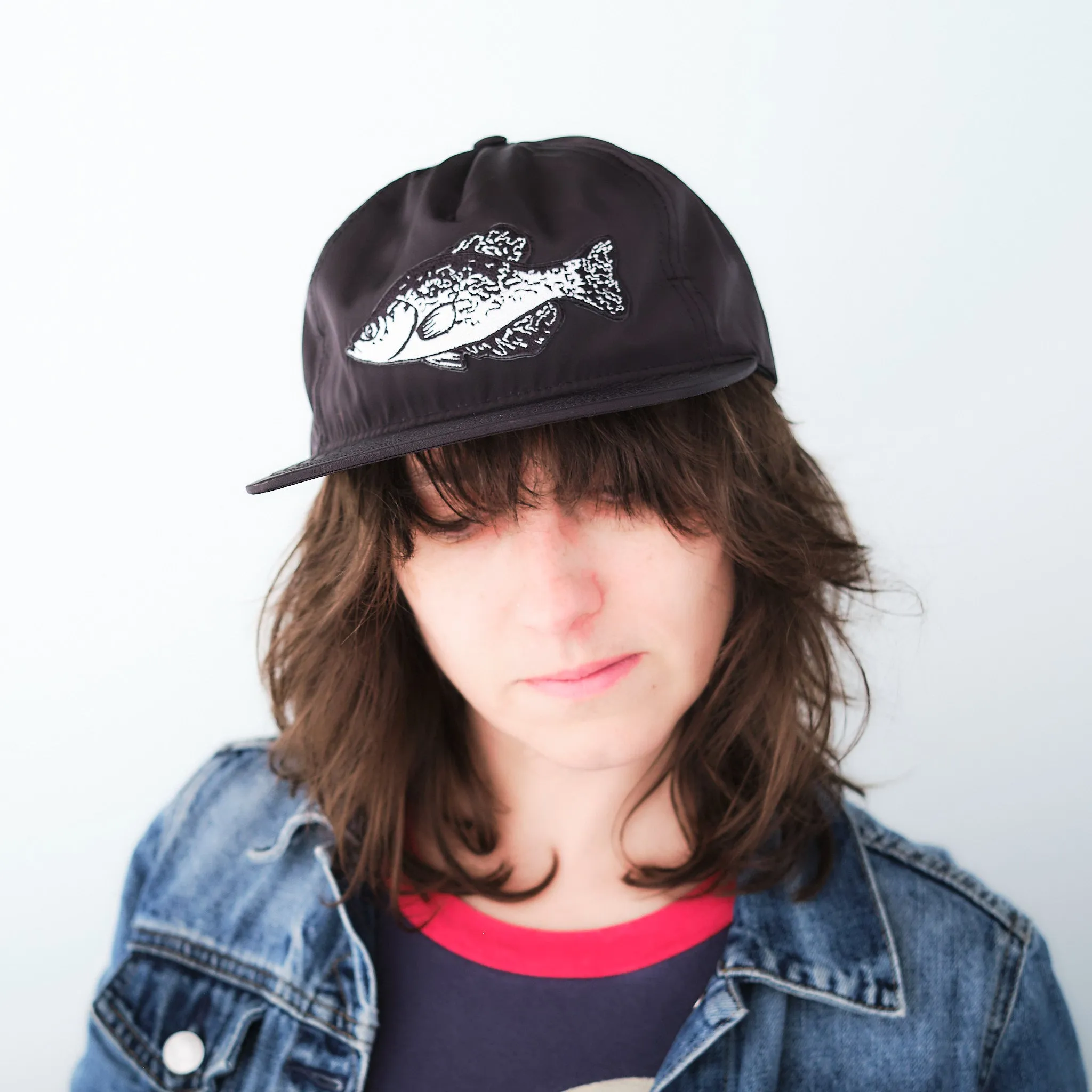 Crappie Patch Snapback, Black Satin