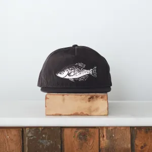 Crappie Patch Snapback, Black Satin