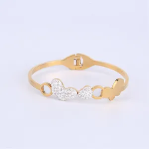 Creative stainless steel Rose Gold Plated diamond butterfly bangle bracelets for Women