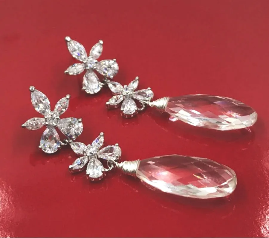Crystal Drop Diamond Style Wedding Earrings
