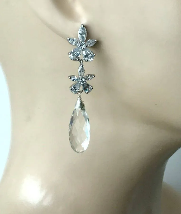 Crystal Drop Diamond Style Wedding Earrings