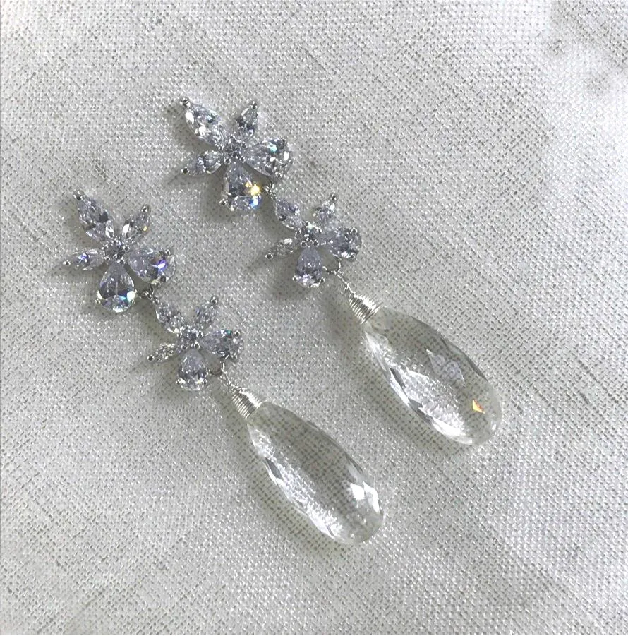 Crystal Drop Diamond Style Wedding Earrings