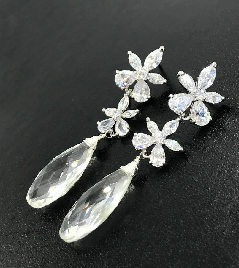 Crystal Drop Diamond Style Wedding Earrings