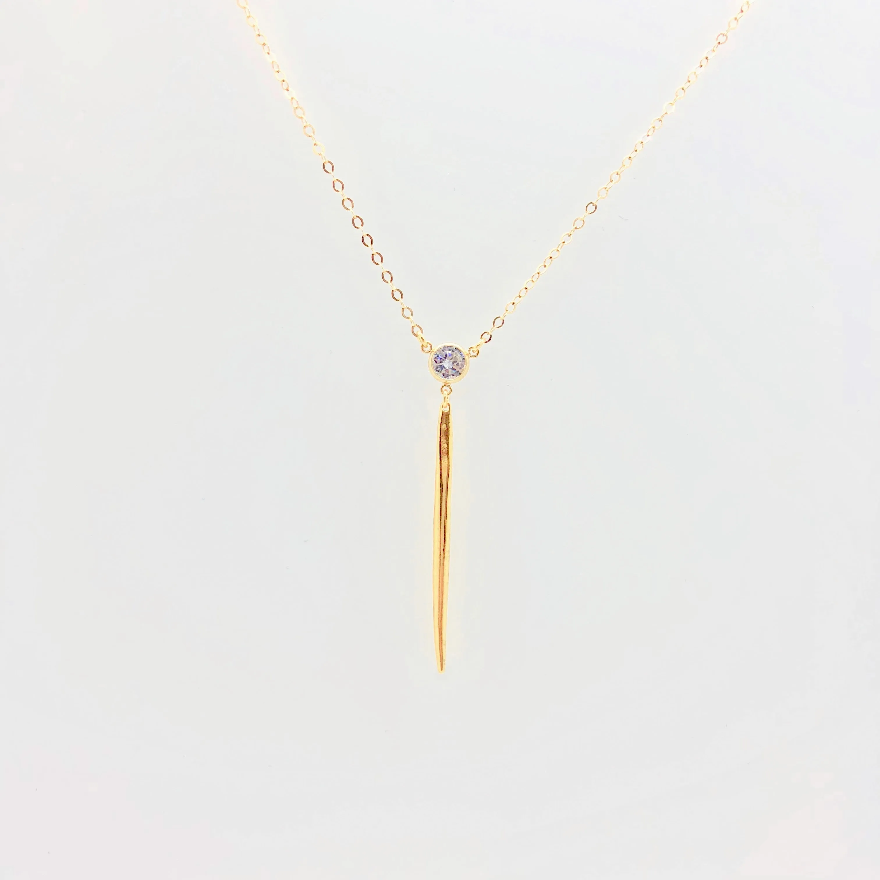Cubic Zirconia Gold Spike Sienna 14K Gold Necklace