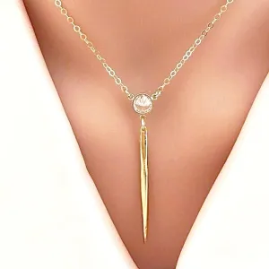 Cubic Zirconia Gold Spike Sienna 14K Gold Necklace