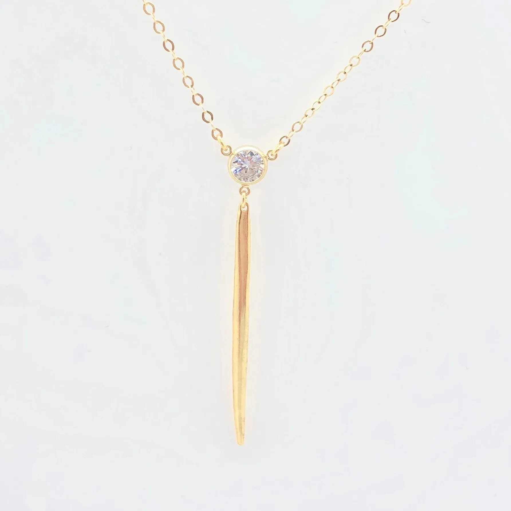 Cubic Zirconia Gold Spike Sienna 14K Gold Necklace