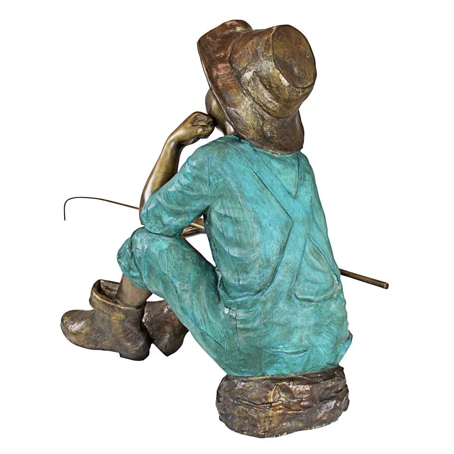Design Toscano- Fish Wish Fisherboy Cast Bronze Garden Statue