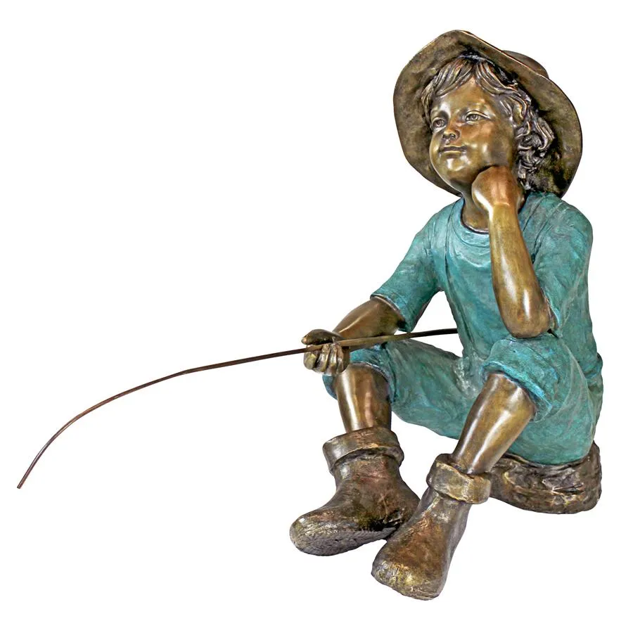 Design Toscano- Fish Wish Fisherboy Cast Bronze Garden Statue