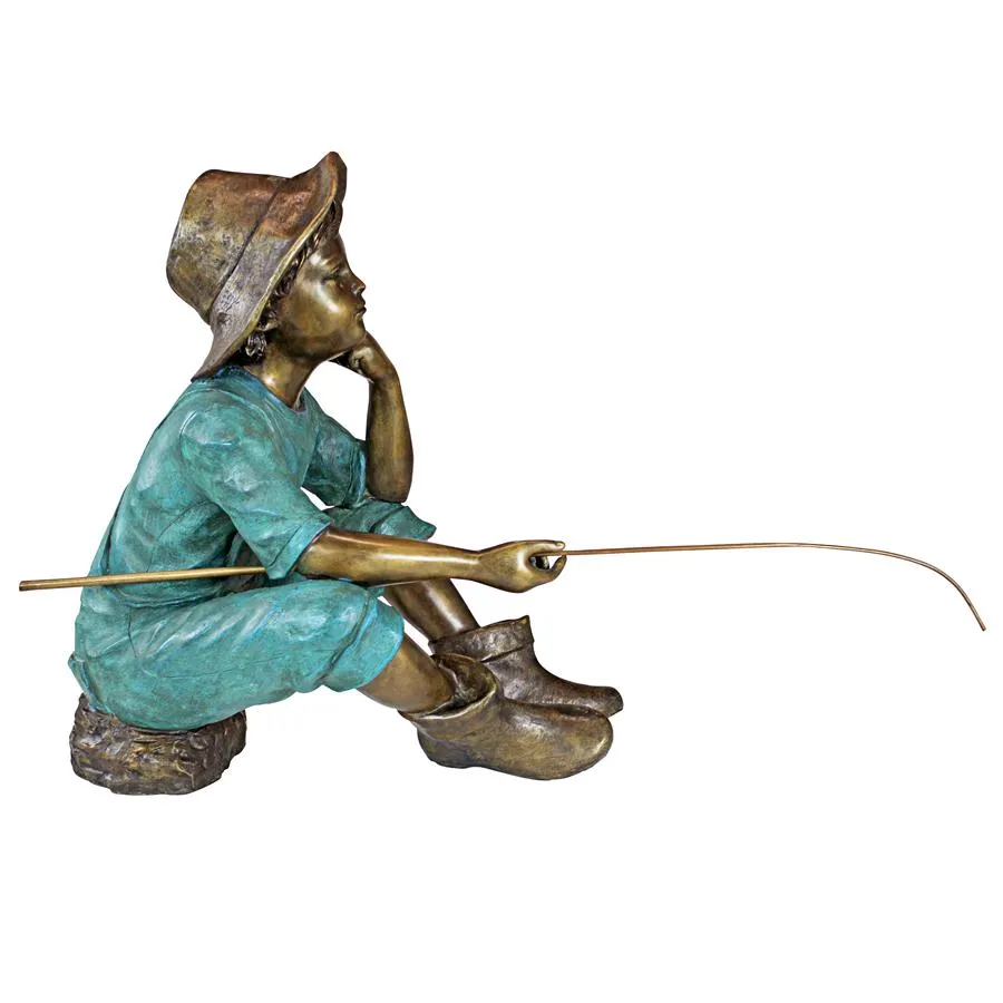Design Toscano- Fish Wish Fisherboy Cast Bronze Garden Statue