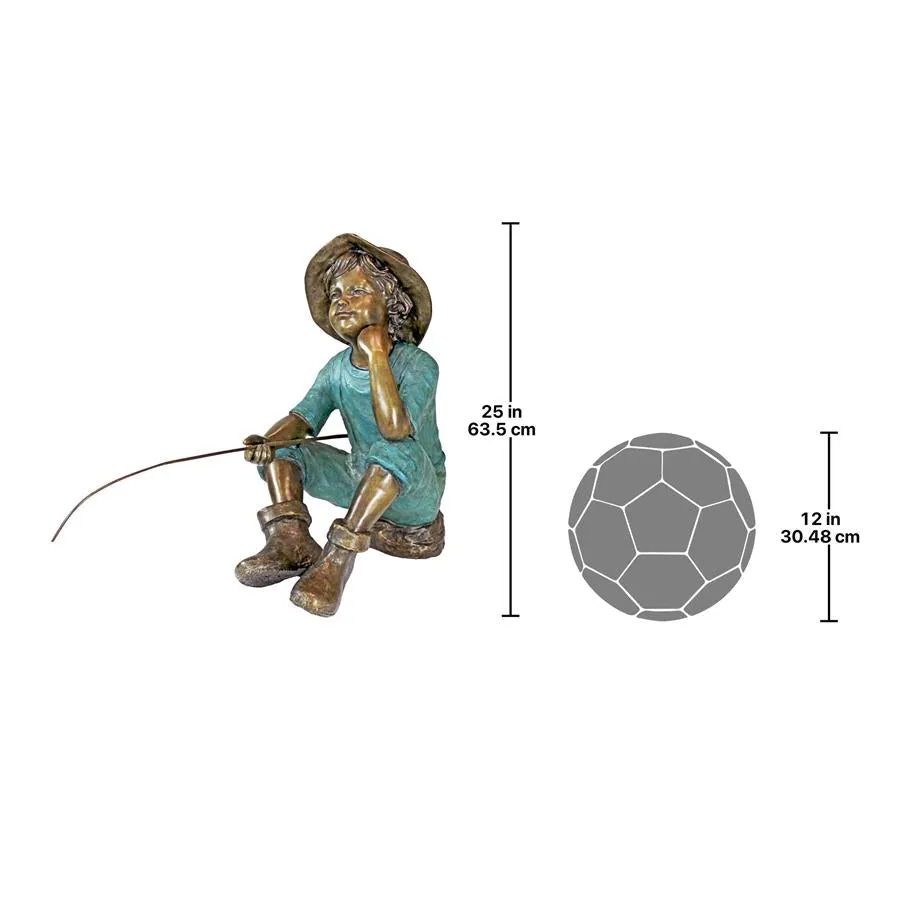 Design Toscano- Fish Wish Fisherboy Cast Bronze Garden Statue
