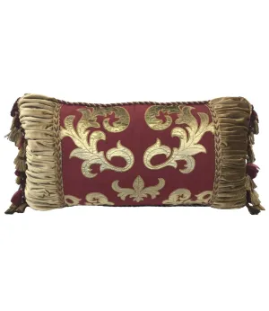 Designer Holiday Pillow Burgundy Red and Gold 27x14