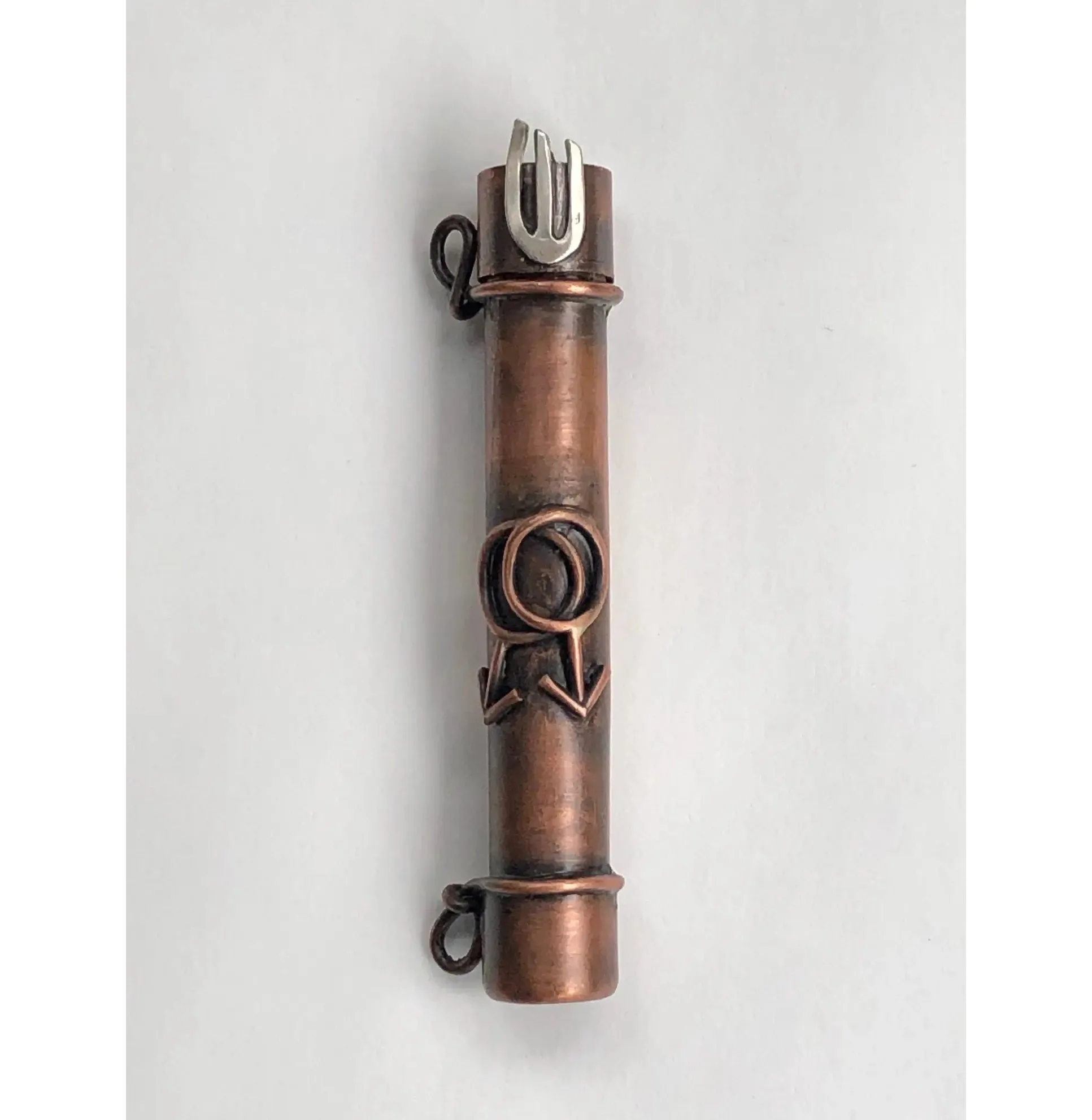 Diversity Male Mezuzah in Copper and Sterling Silver 3750 by Sherri Cohen Design