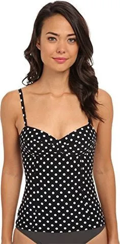 DKNY Womens Black Lets Hear It For The Dots Lingerie Tankini Top Size M