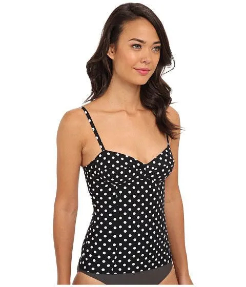 DKNY Womens Black Lets Hear It For The Dots Lingerie Tankini Top Size M