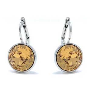 Drop Earrings with Brown Light Topaz Crystals Rhodium Plated