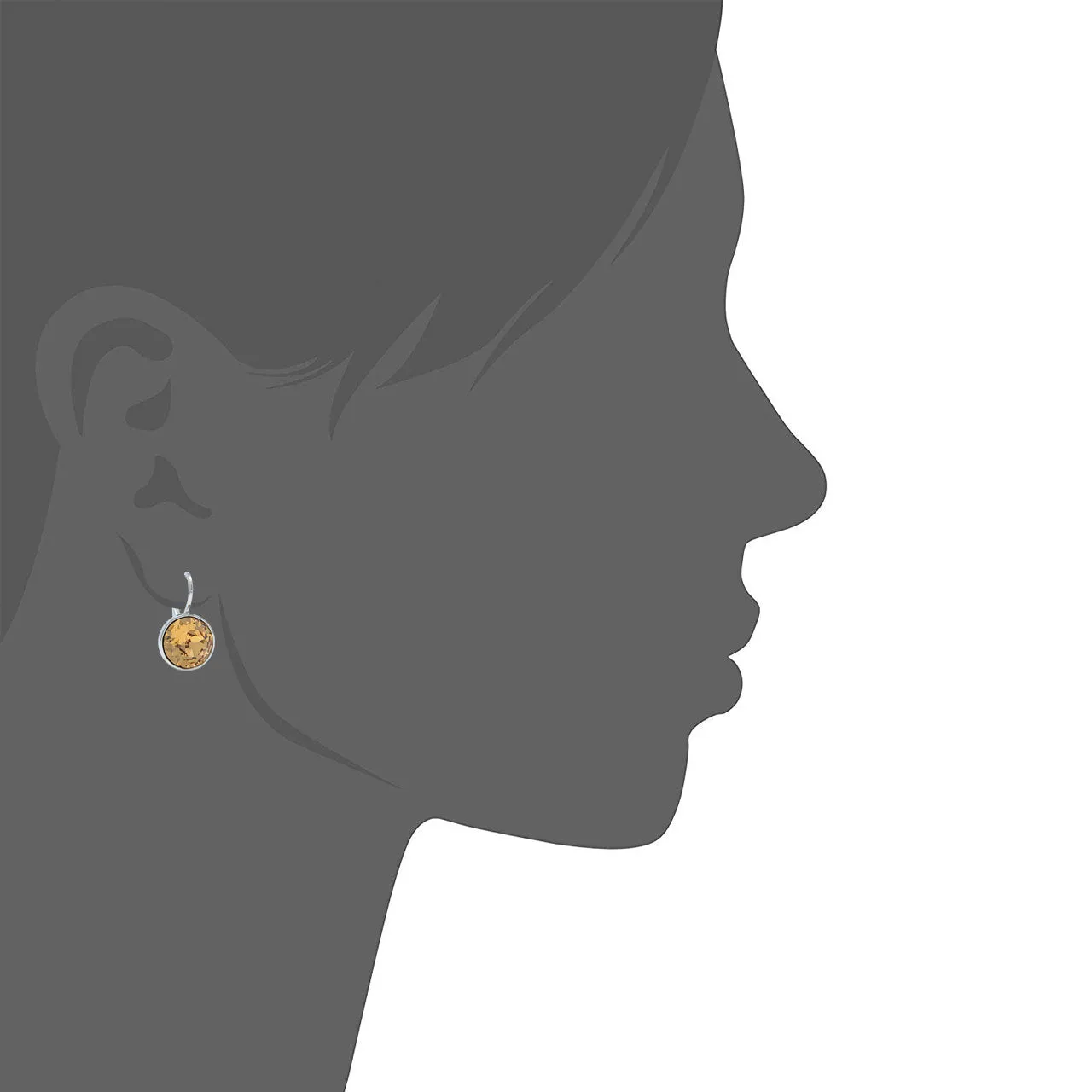 Drop Earrings with Brown Light Topaz Crystals Rhodium Plated