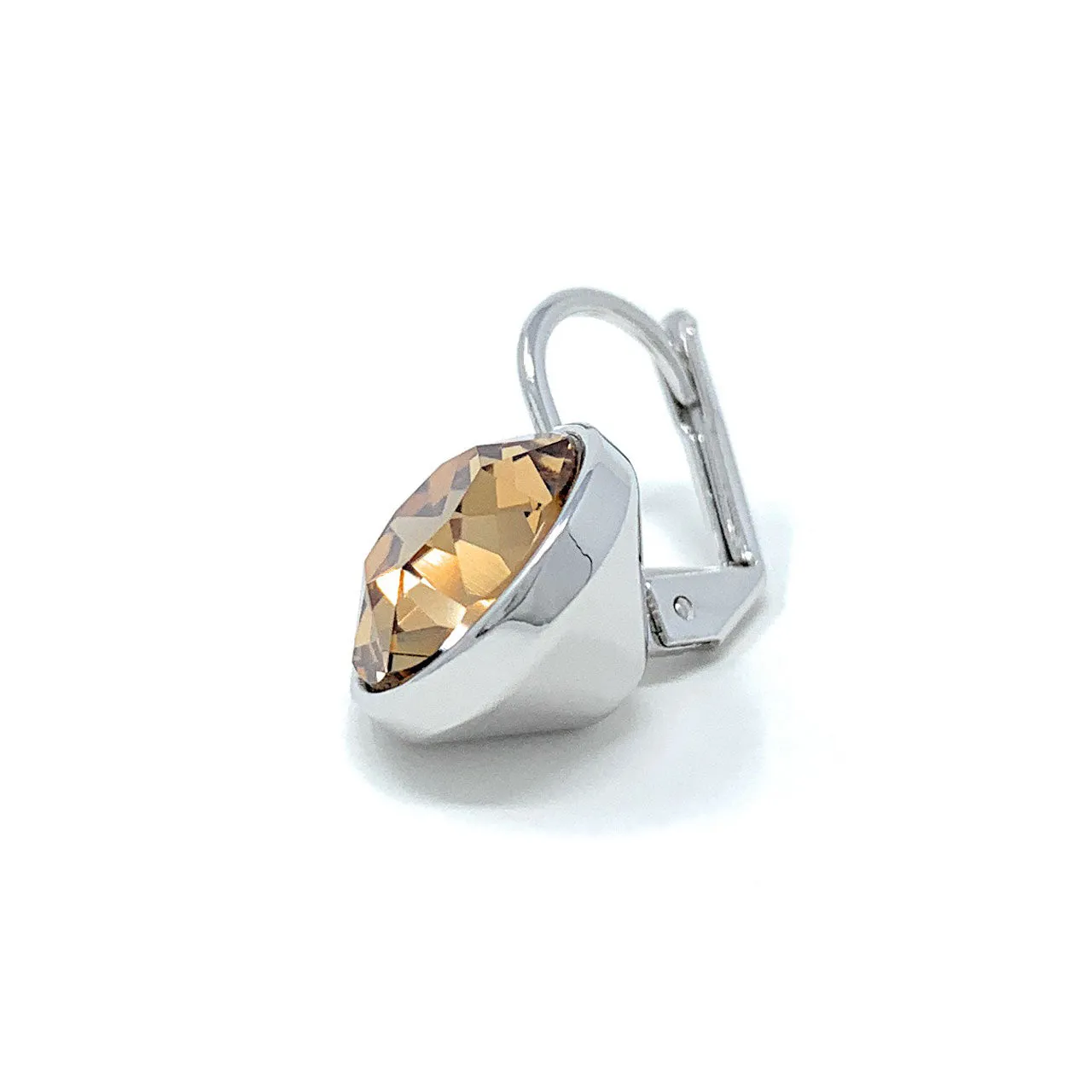 Drop Earrings with Brown Light Topaz Crystals Rhodium Plated