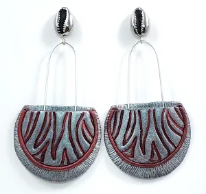 Earrings "EP-74 Silver/Maroon" clip-on  by Dianne Hayes Quarles