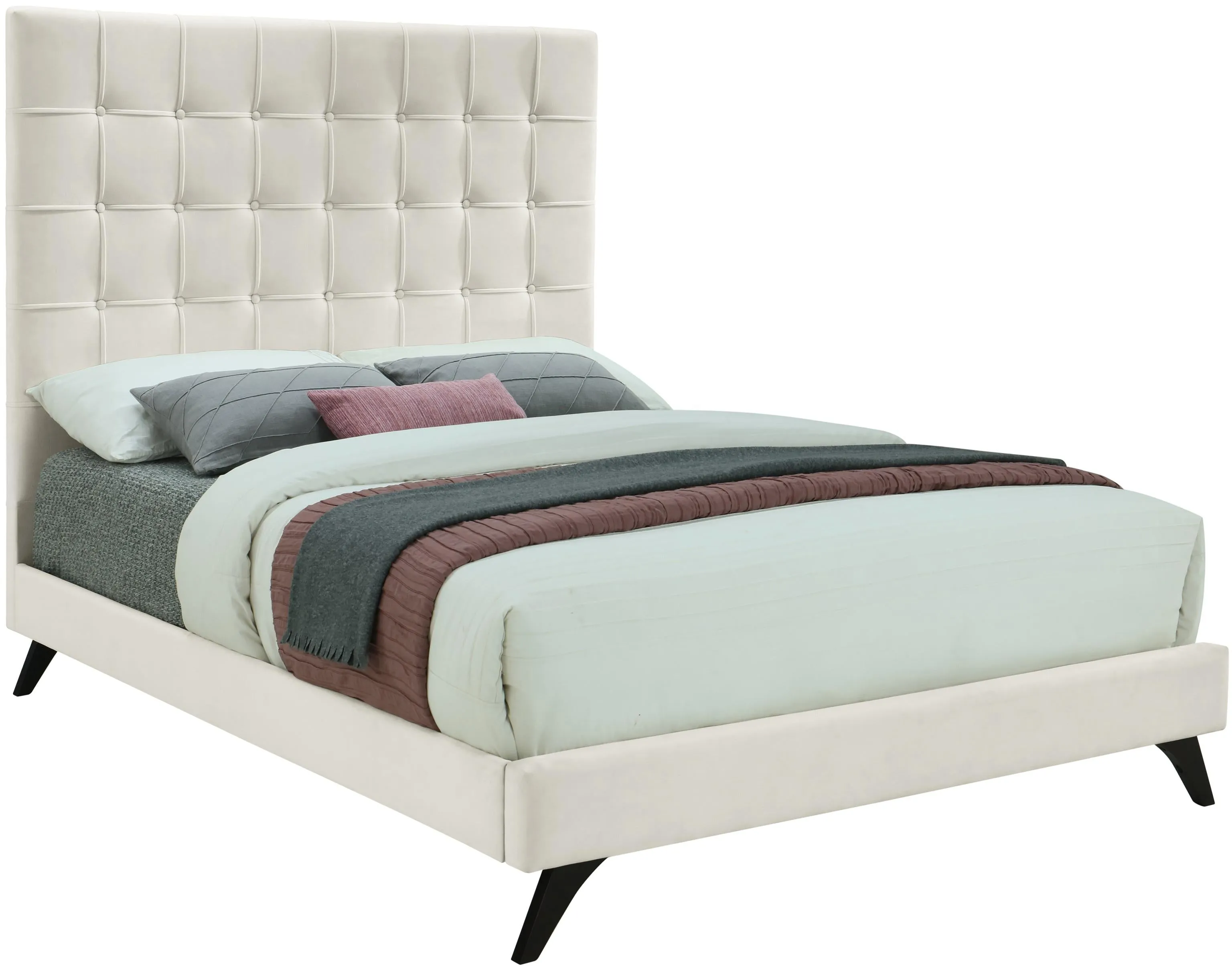 Elly Cream Velvet Full Bed