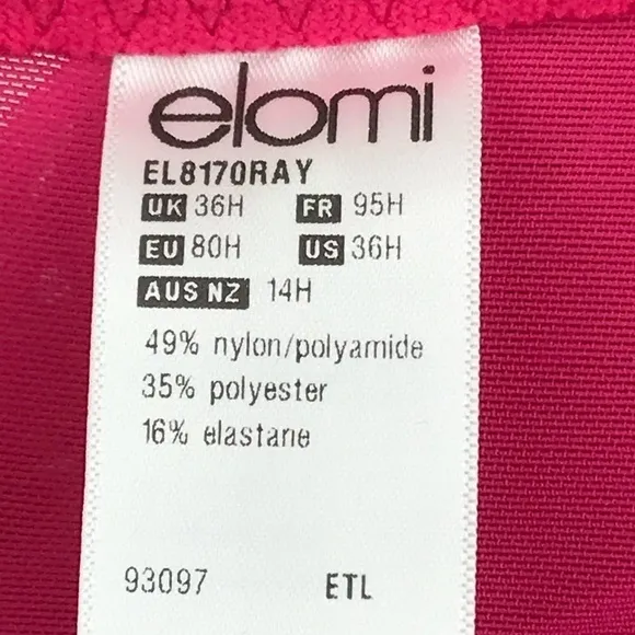 Elomi Betty Underwire Plunge Bra UK 36H US 36K EL8170