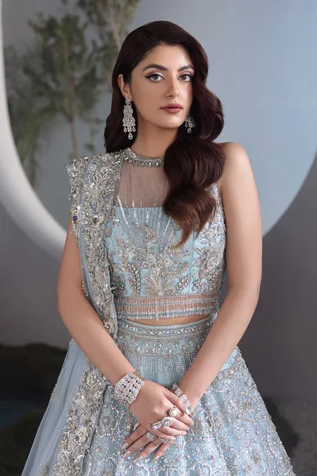 Embellished Ice Blue Lehenga Choli and Dupatta Dress