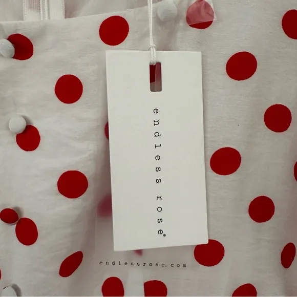 Endless Rose White Retro Style Red Polka Dot Mini Dress