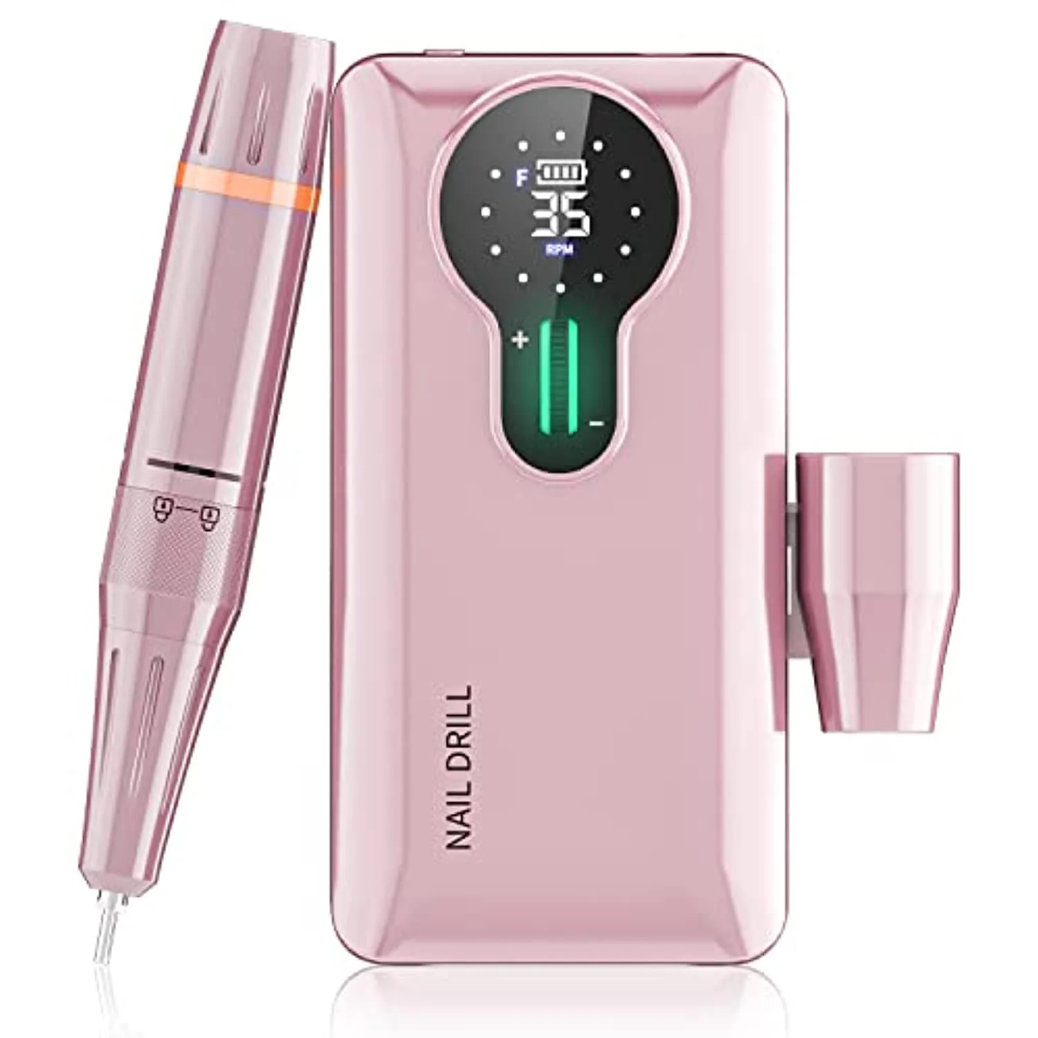 ENGERWALL 2022 Version Professional Rechargeable 35000 RPM Electric Nail Drill, Amazing 15h  Battery Life, Portable Nail File for Both PRO Manicures in Salon & DIY Nail Art in Travel or at Home(Pink)