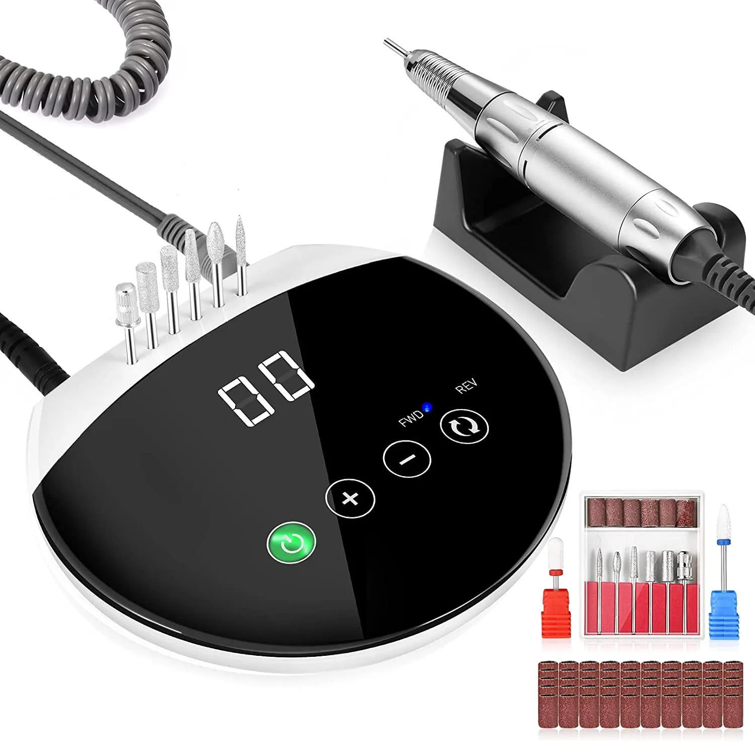 ENGERWALL 2022 Version Professional Rechargeable 35000 RPM Electric Nail Drill, Amazing 15h  Battery Life, Portable Nail File for Both PRO Manicures in Salon & DIY Nail Art in Travel or at Home(Pink)