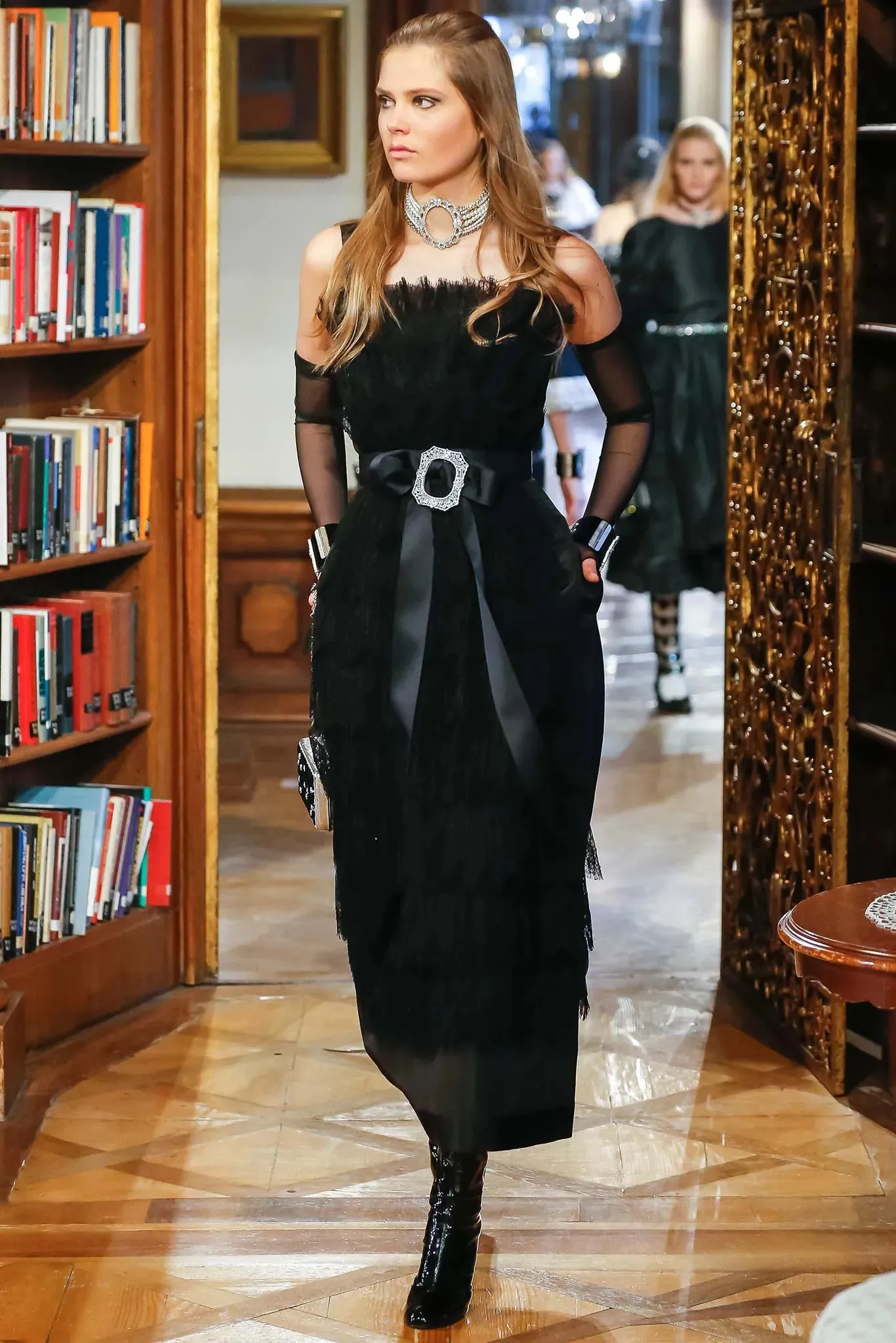 Exceptional Pre-Fall 2015 Chanel by Karl Lagerfeld Runway Look 83 Metiers d'Art Black Lace Dress